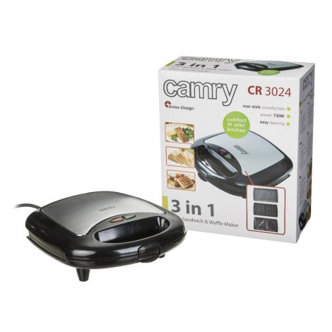 Camry | CR 3024 | Sandwich maker | 730 W | Number of plates 3 | Number of pastry 2 | Black - 5